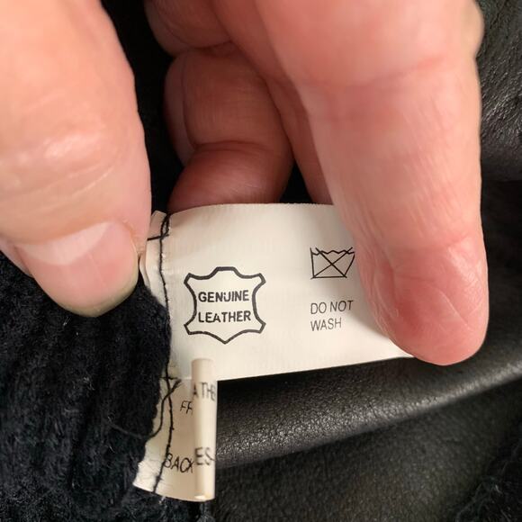 Vintage Size M Black Suede Leather Cropped Jacket Ribbed Knit Sleeves & Back Zip - Picture 5 of 5